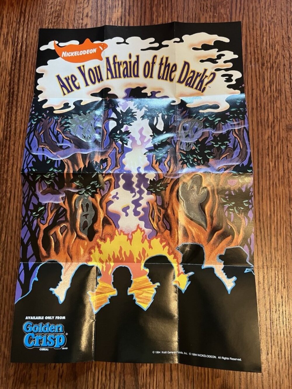 NOS 1994 Nickelodeon Are You Afraid of the Dark Golden Crisp Cereal Poster Rare